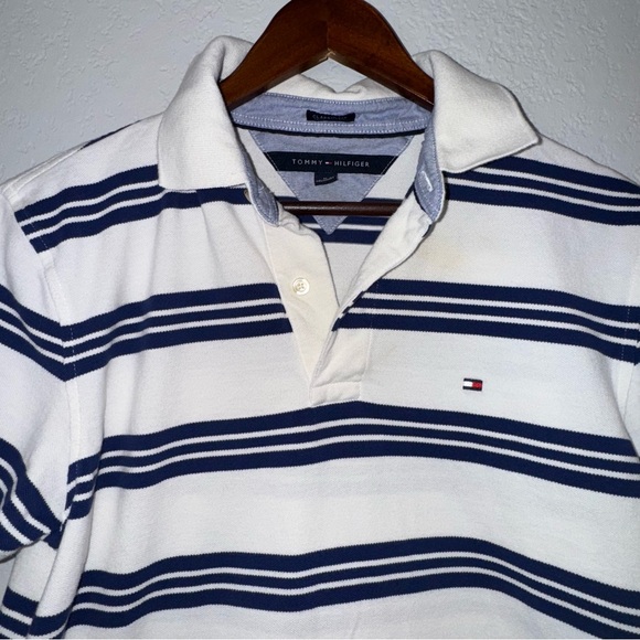 Men's Tommy Hilfiger Polo with Navy and White Stripes - Picture 3 of 8